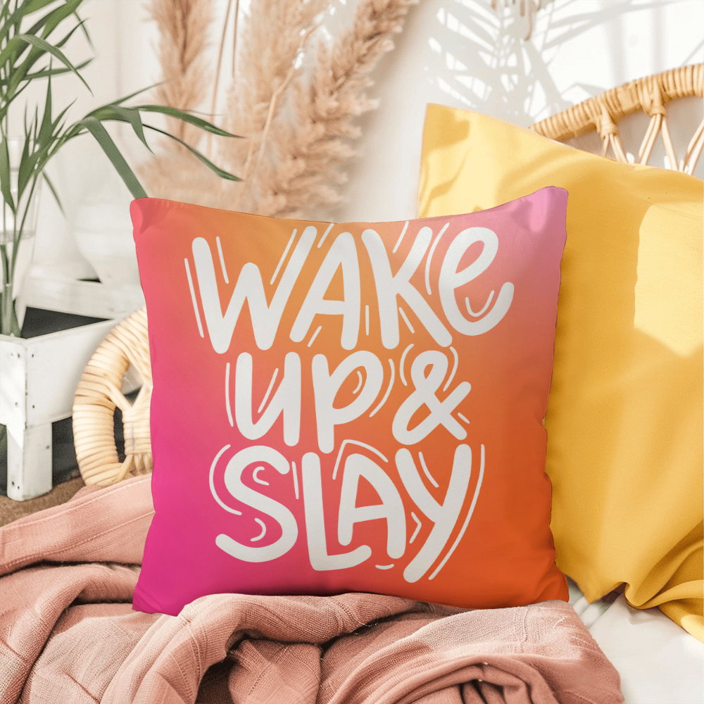 "Wake Up & Slay" indoor/Outdoor Pillow