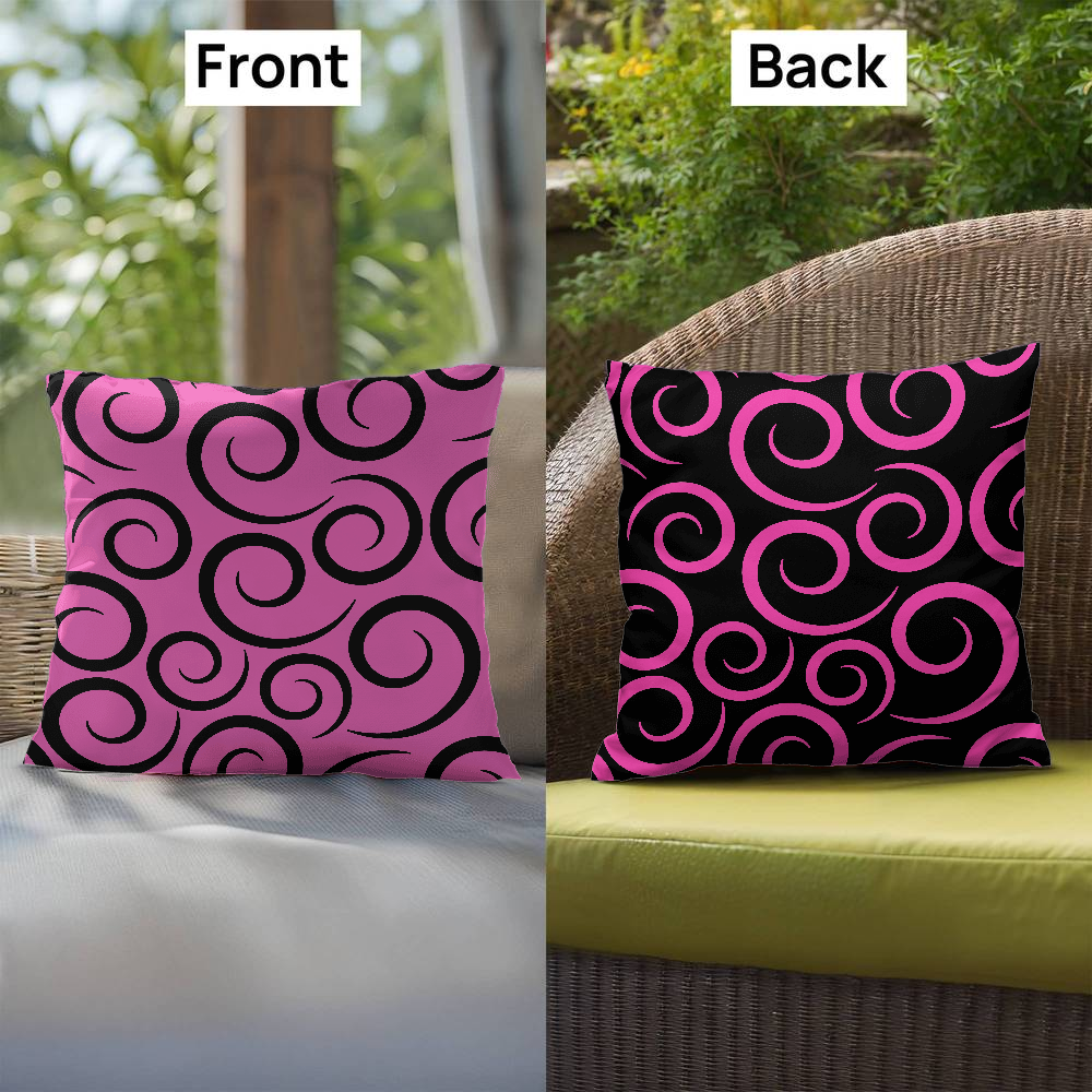 Pink Swirl Reversible Indoor/Outdoor Pillow