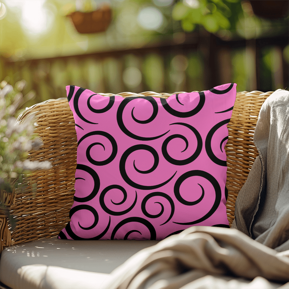 Pink Swirl Reversible Indoor/Outdoor Pillow