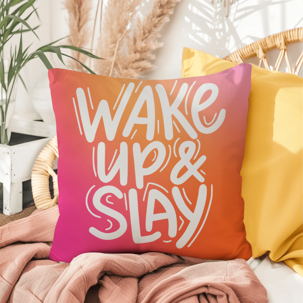 "Wake Up & Slay" indoor/Outdoor Pillow