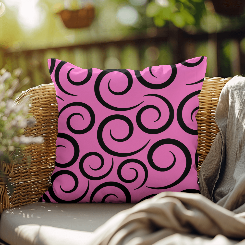 Pink Swirl Reversible Indoor/Outdoor Pillow