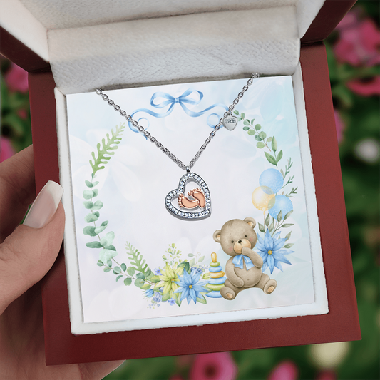 "Sereli" Baby Feet Necklace w/Teddy Bear Design