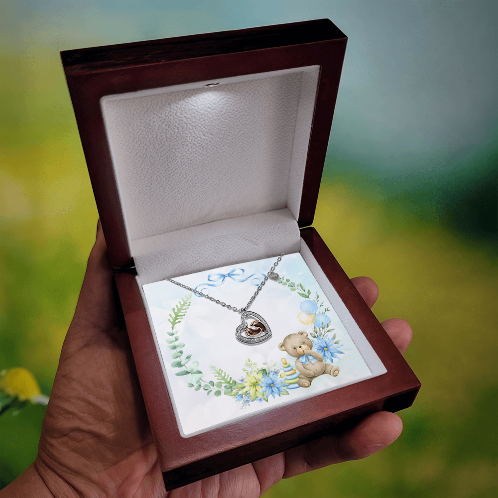 "Sereli" Baby Feet Necklace w/Teddy Bear Design